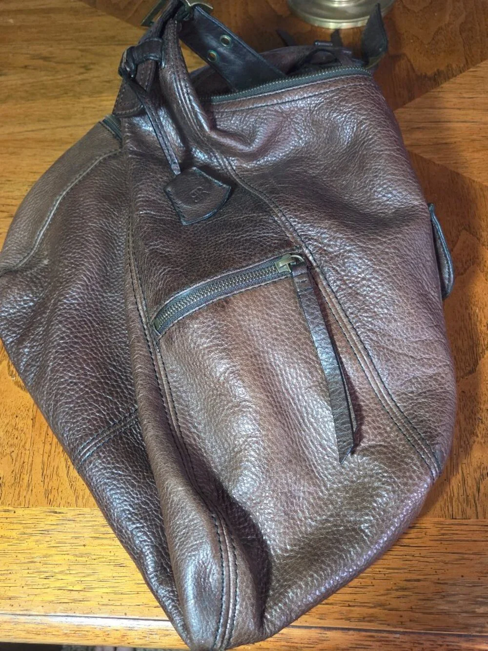 Vintage Banana Republic Hobo Bag Dark Brown Leather With Brass Hardware